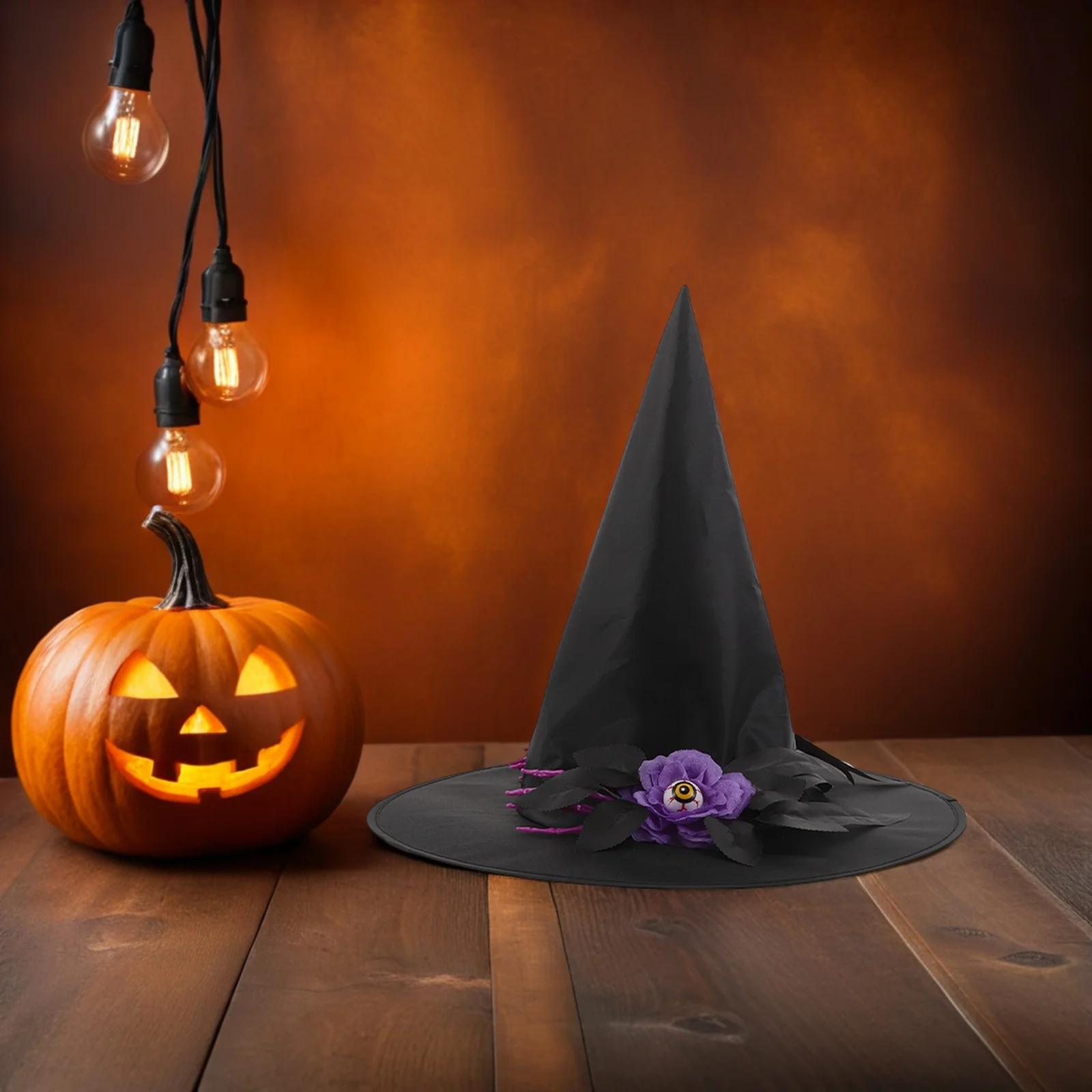 

2Pcs Halloween Witch Hats Ghost Hand Eyeball Flower Decor Witch Costume Hat for Women Teens Halloween Cosplay Party Accessory