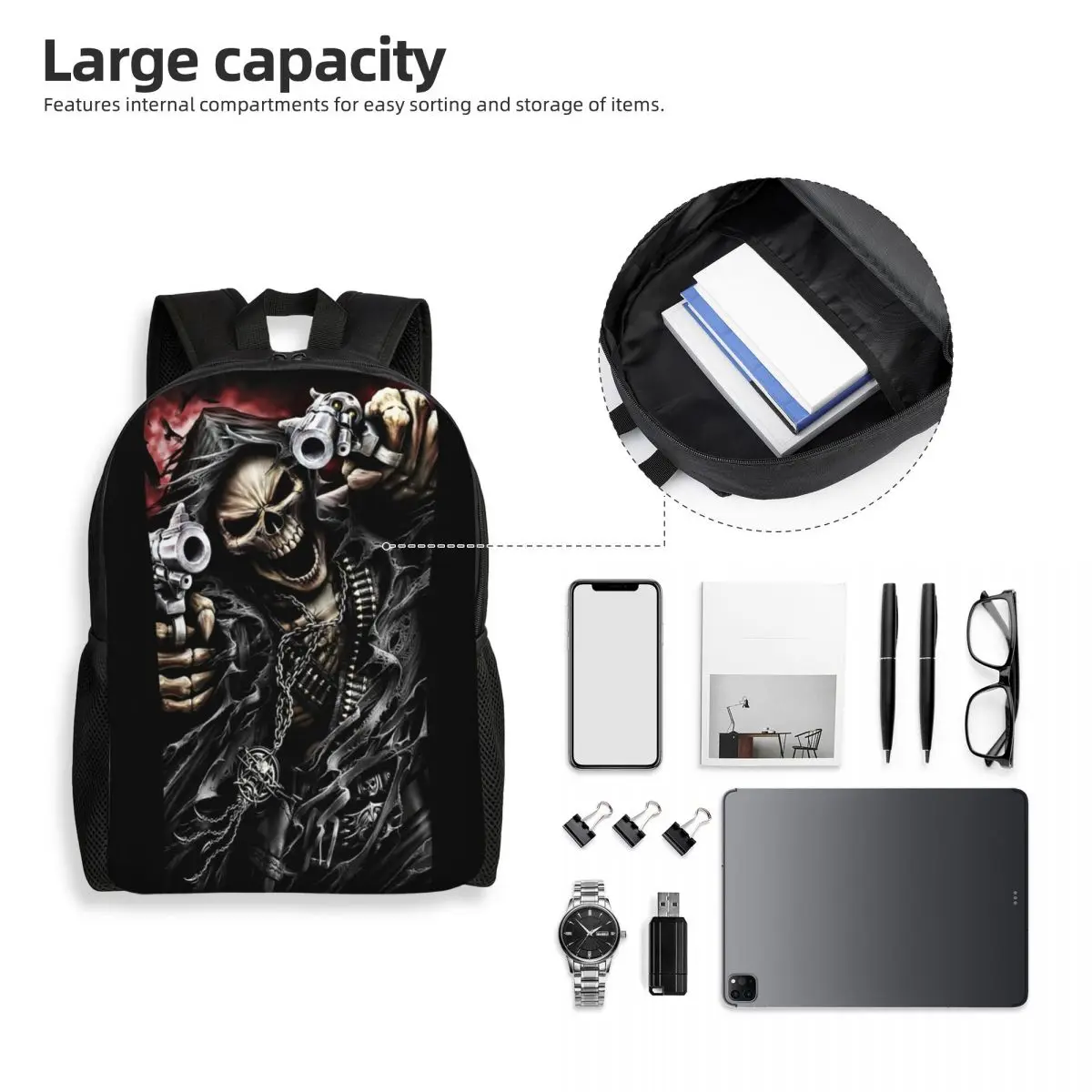 Fashion Skull Laptop Backpack Men Women Casual Bookbag for College School Student Magic Gothic Bags