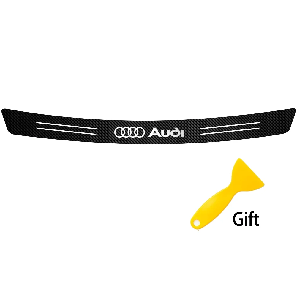 Kohlefaser Auto Heckklappen-Stoßstangenschutz Aufkleber Emblem Dekor für Audi Quattro A3 A4 B8 8P B9 Q3 Q5 Q7 A1 A6 RS Zubehör