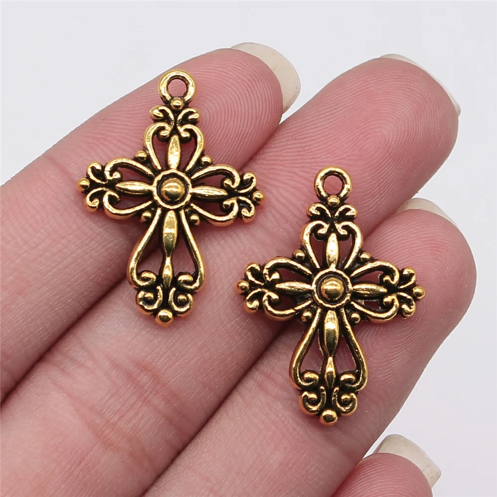 10pcs Antique Cross Charms for DIY Jewellery Making