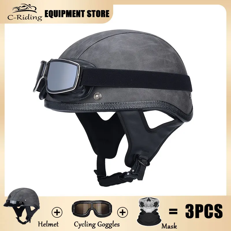 Motorbike Helmets Sniper Motorcycle Half Helmet Scooter Bike Cruiser Chopper Moped Scooter ATV (Matte Black, X-Large)