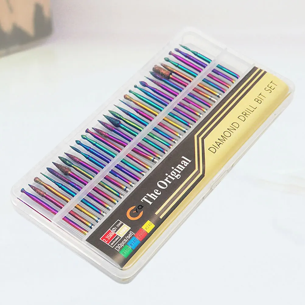 

30pcs Nail Drill Bits Set Lightweight Durable Manicure Tools for Artificial Natural Nails Home Office Use Diamond Art