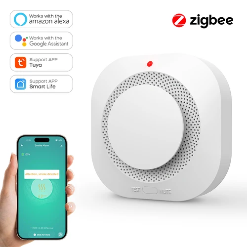 Detector de humo ZIGBEE de seguridad para el hogar: sensor de humo avanzado y alarma contra incendios con compatibilidad SmartLife y Tuya Gautone