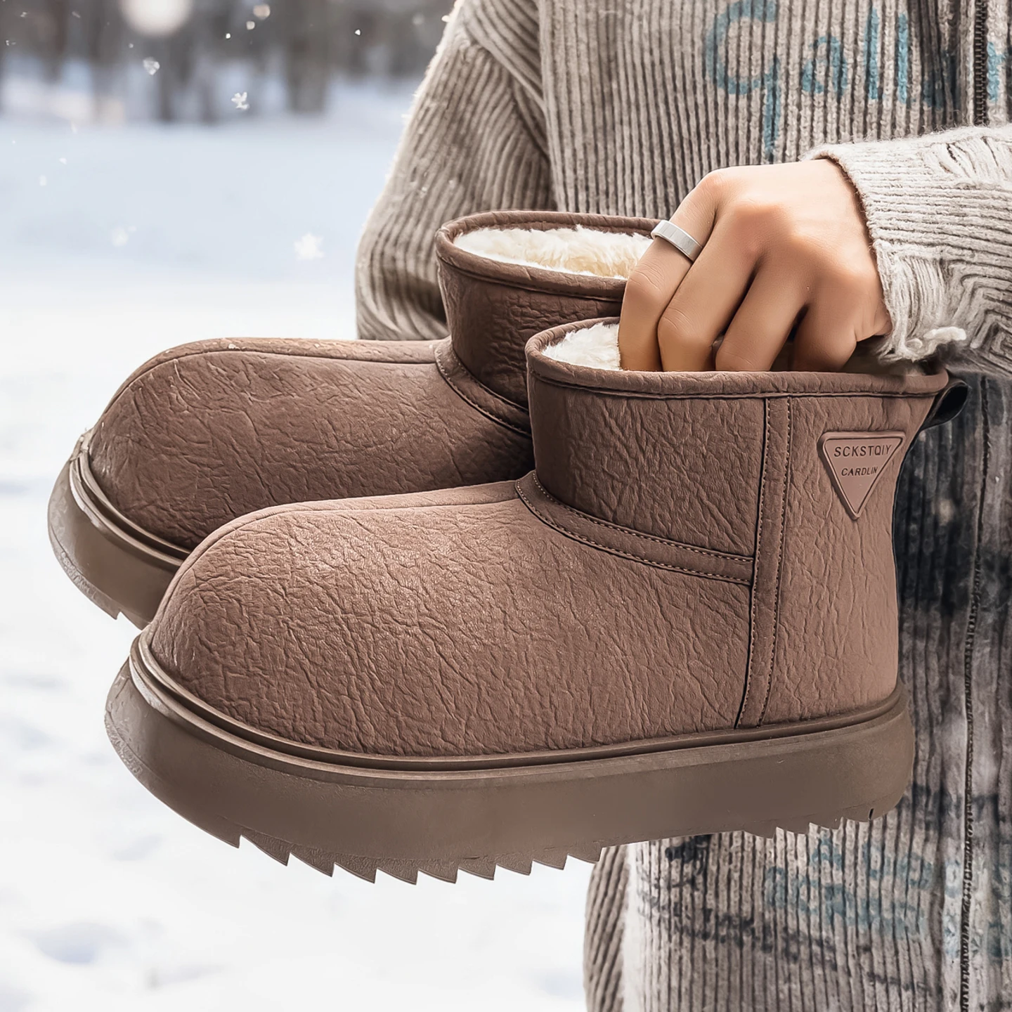 

2025 Winter New Fashionable Versatile Platform Snow Boots - Fleece-Lined Warm Comfortable Cotton-Padded Shoes