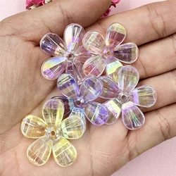 10pcs/lot Acrylic 29mm Matte AB Color flower Loose Beads for Headwear Phone Chain Handcrafted DIY Findings Jewelry Making