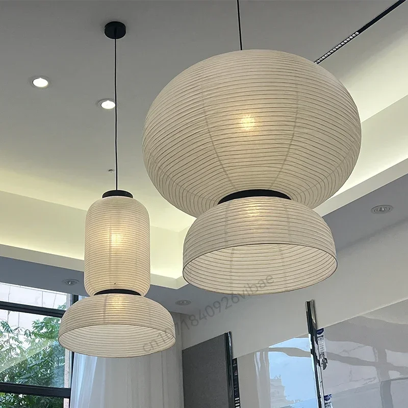 Japanese Rice Paper Pendant Lamp Wabi Sabi LED Chandelier Dining Living Room Ceiling Light Home Decor Modern Hanging Lamp Lustre