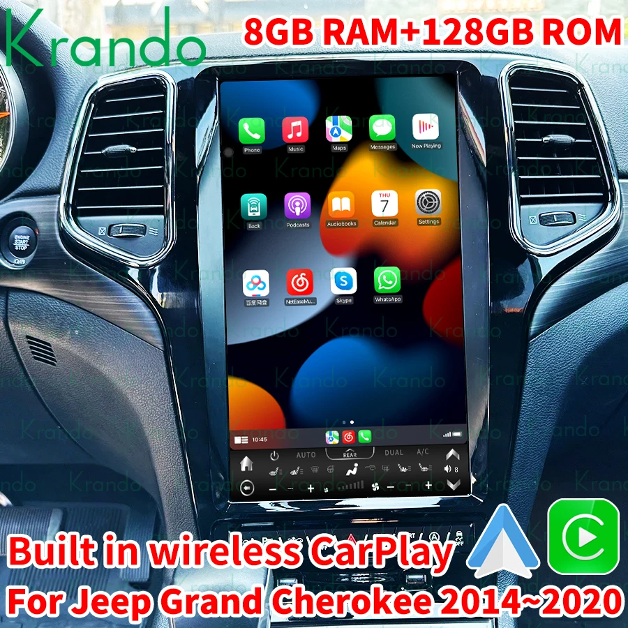 

Автомагнитола Krando, Android, 13,6 дюйма, для Jeep Grand Cherokee 2014-2020, мультимедийный плеер Tesla, Wi-Fi, GPS-навигация, головное устройство Carplay