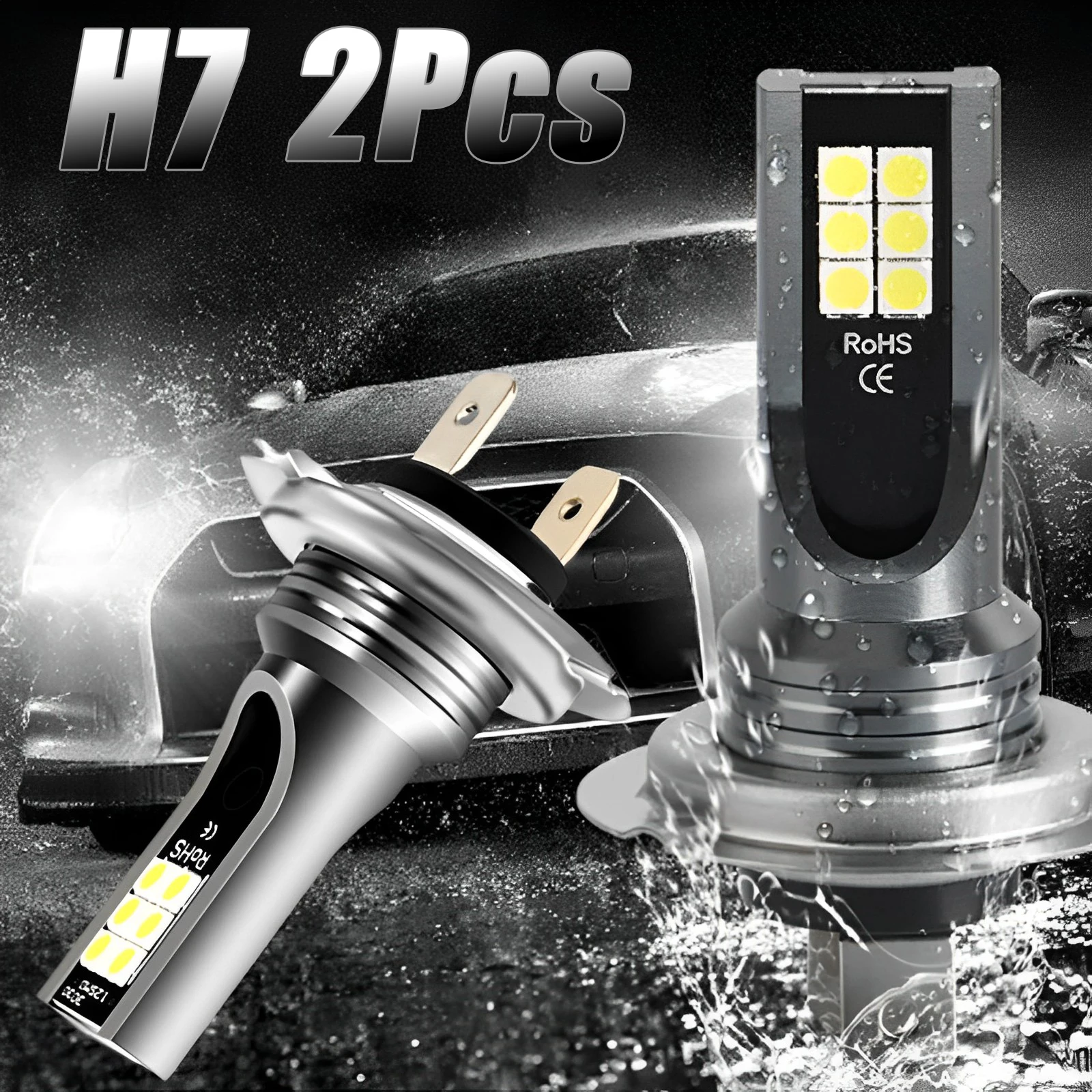 

H7 Led Headlight Bulb Car Fog Light High Low Beam 110w 30000lm IP67 Waterproof Super-Bright 6000k White Led Lights for Vehicle