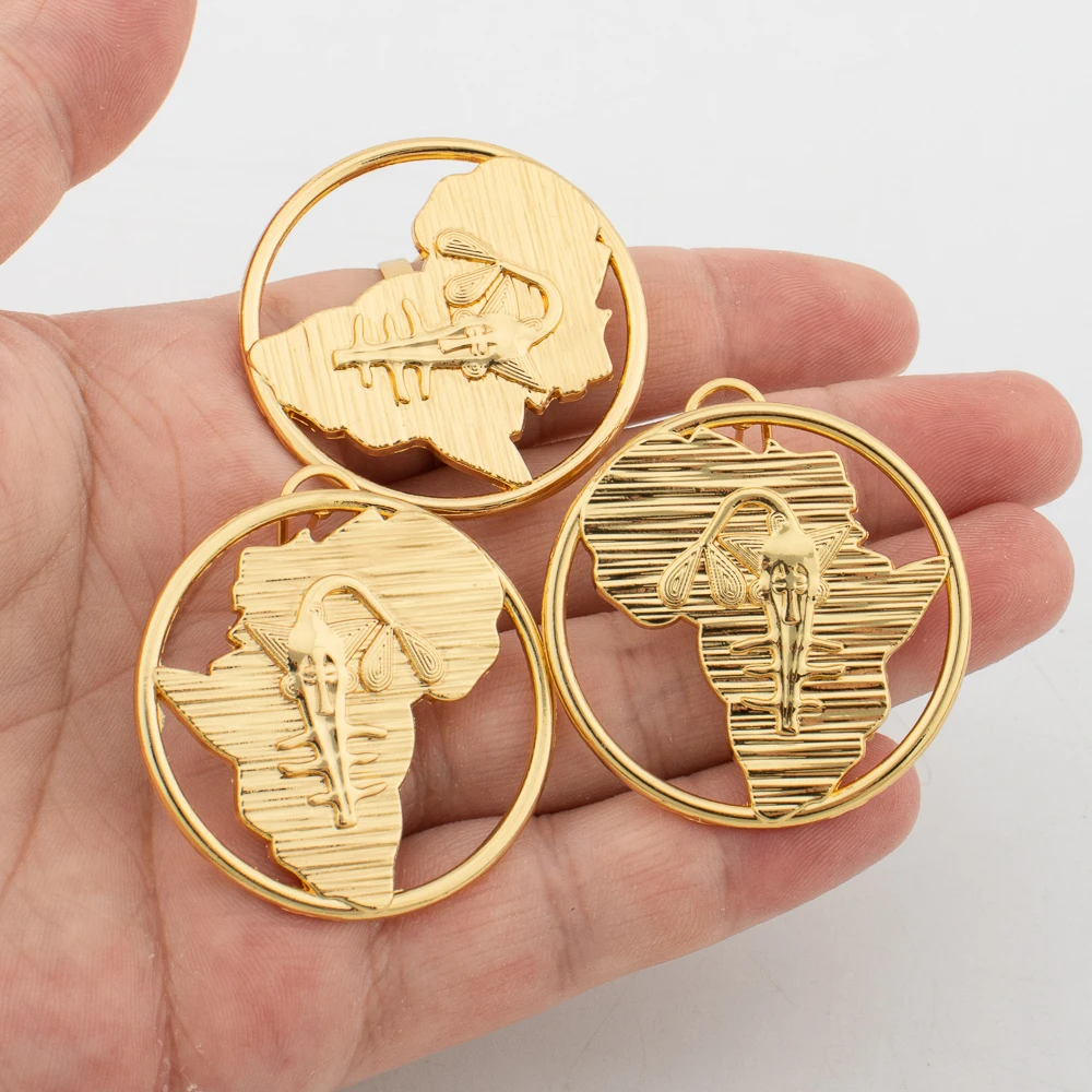 2pcs Senegal Map Earrings & Adjustable Ring Set for Women