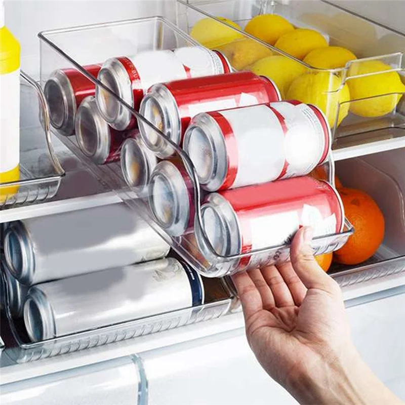 

Практичный-3 шт. органайзер-диспенсер для напитков для холодильника, прозрачный пластиковый высокий тонкий держатель для банок с газировкой, контейнер для хранения