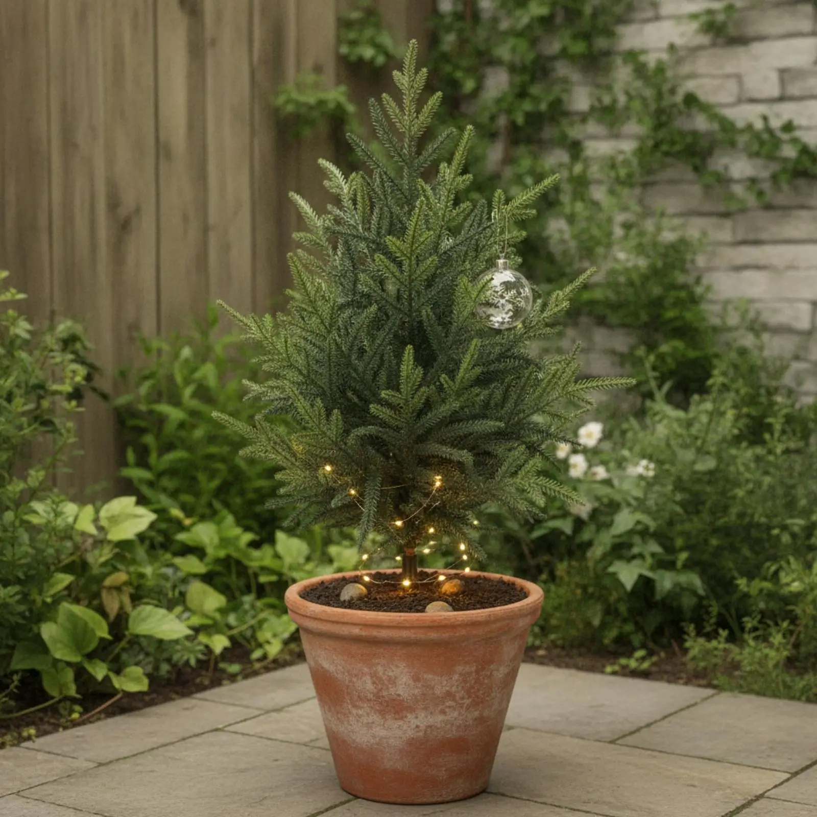 Artificial Plant with Stake Ground-Insert Tree Weather-Resistant Topiary Tree with Ground Stake for Homeowners, Gardeners,