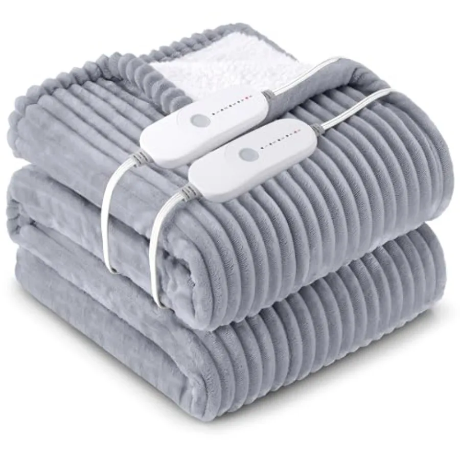 

HYLEORY Heated Blanket Electric Queen Soft Flannel Sherpa Heater 5 Heat Settings and 10 Hours Auto Shut-Off Heating Blanket ETL
