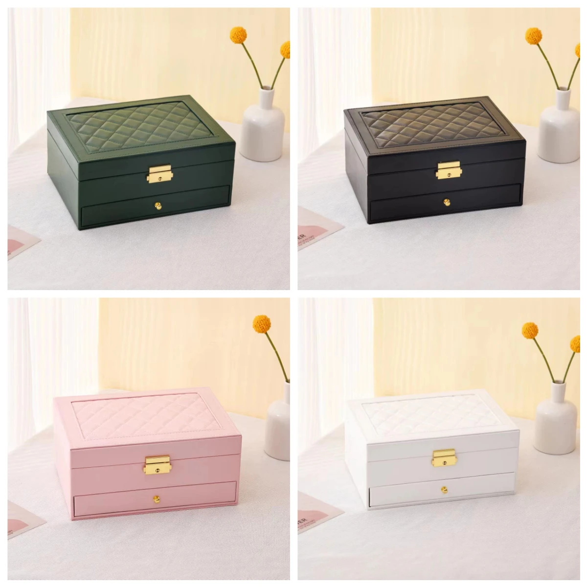Large Capacity Multi Layer Jewelry Organizer Box PU Leather Storage for Earrings Rings Necklaces Home Use for All Jewelry Types view 4