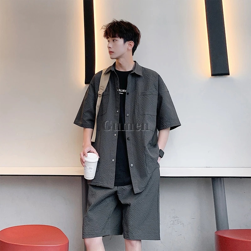 M-3XL Men And Women Outdoor Shirt Suit Short Sleeve Shorts Set Summer Quick Drying Casual Loose Pocket Sport Beach Clothes