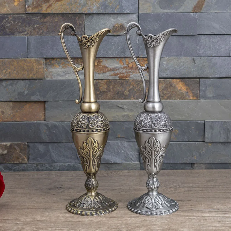 H25.5cm Europe Medium Tabletop Metal Vaae Vases Decoratifs For Table Decor/ Dekoration Home Luxury V09