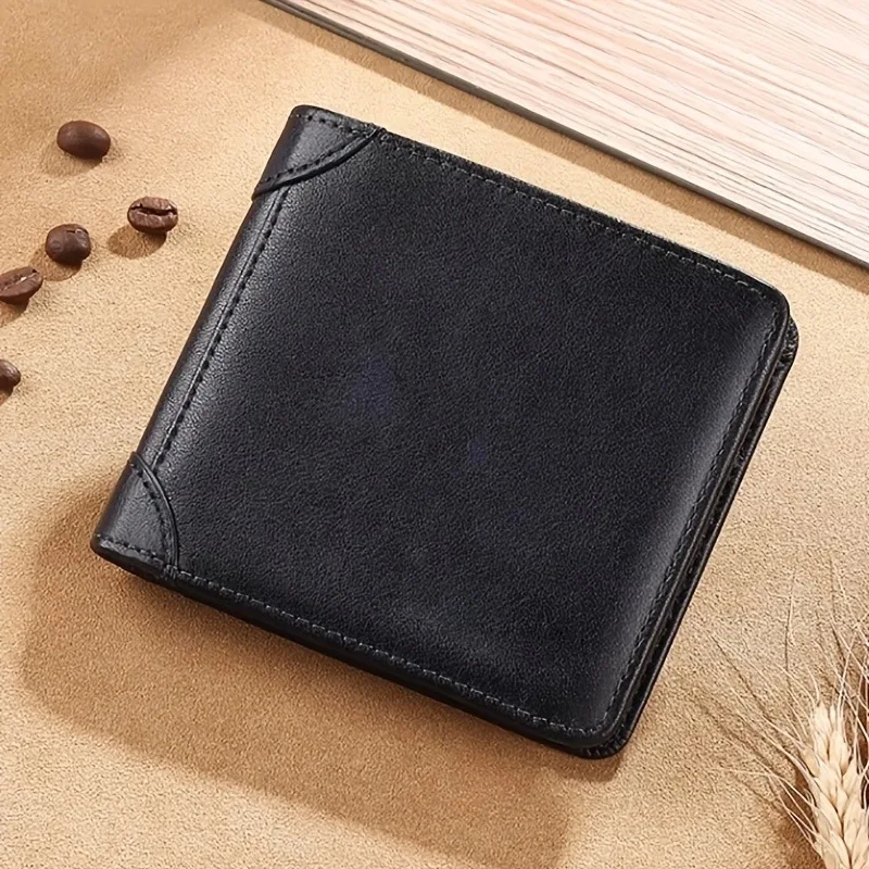 

Foreign Trade-Border Men's Leather Wallet Anti-Theft Swiping Vertical Three-Fold Retro Top Layer Cowhide Men's