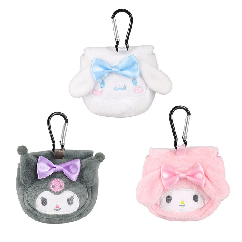 Sanrioed Cinnamoroll portfel pluszowa portmonetka torba na karty moja melodia Kuromi Plushies brelok Mini małe torby prezent dla przyjaciela