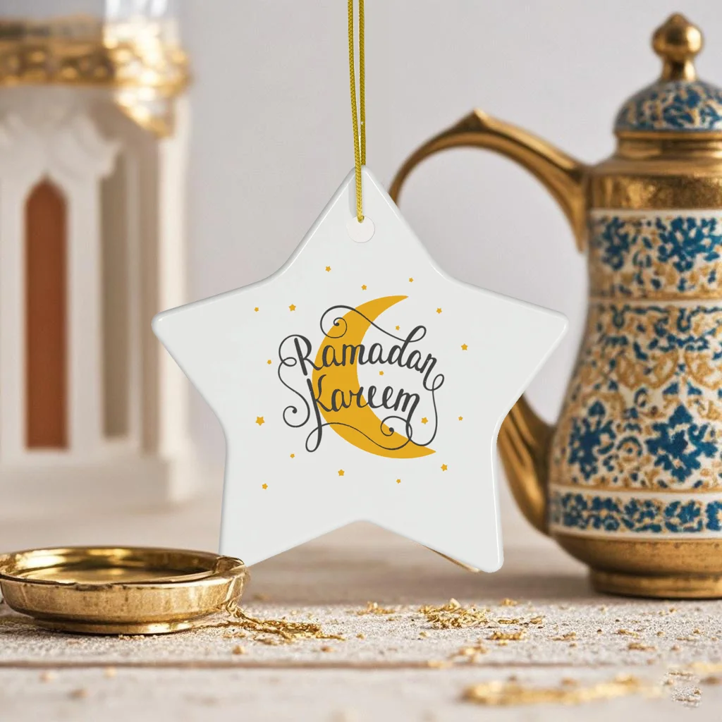 1 قطعة زخرفة أكريليك على شكل نجمة رمضان، ديكور رمضان، زينة عيد مبارك، هدية رمضان كريم #1