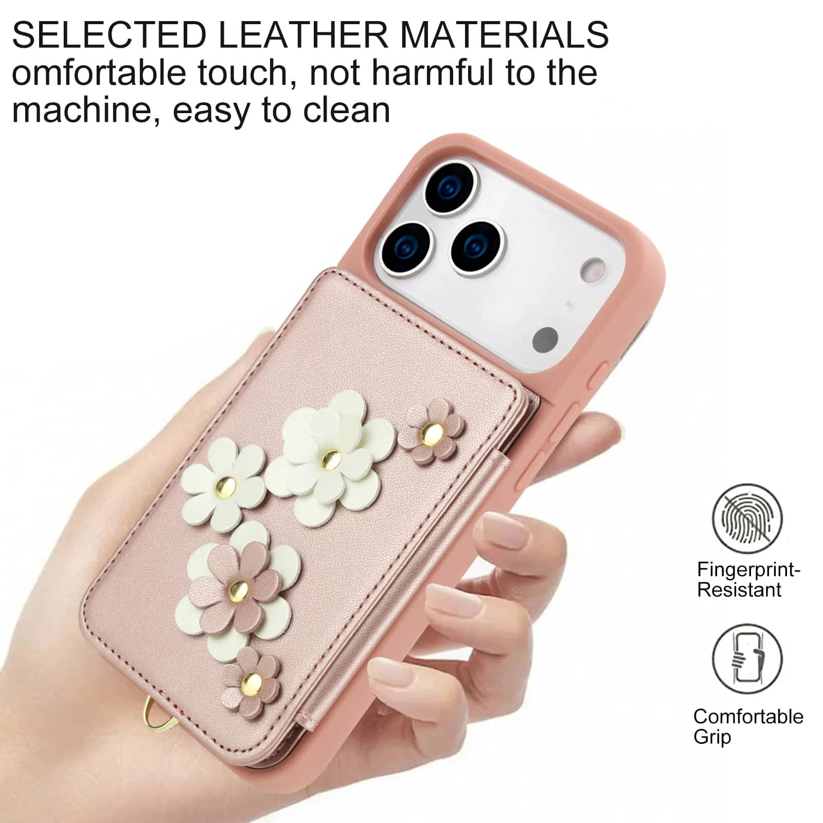 حافظة لهاتف iPhone 17 Pro Max، محفظة مع حامل بطاقات، محفظة كروس بتصميم زهرة لطيفة، مسند مغناطيسي مقاوم للصدمات #6