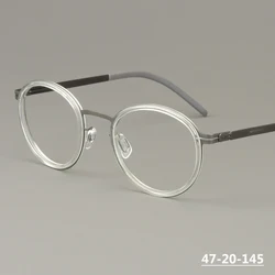 Germany Screwless Oval Round Glasses Frame Men Women Tona Acetate Titanium Eyeglasses Ultralight Vintage High Quality Spectacles