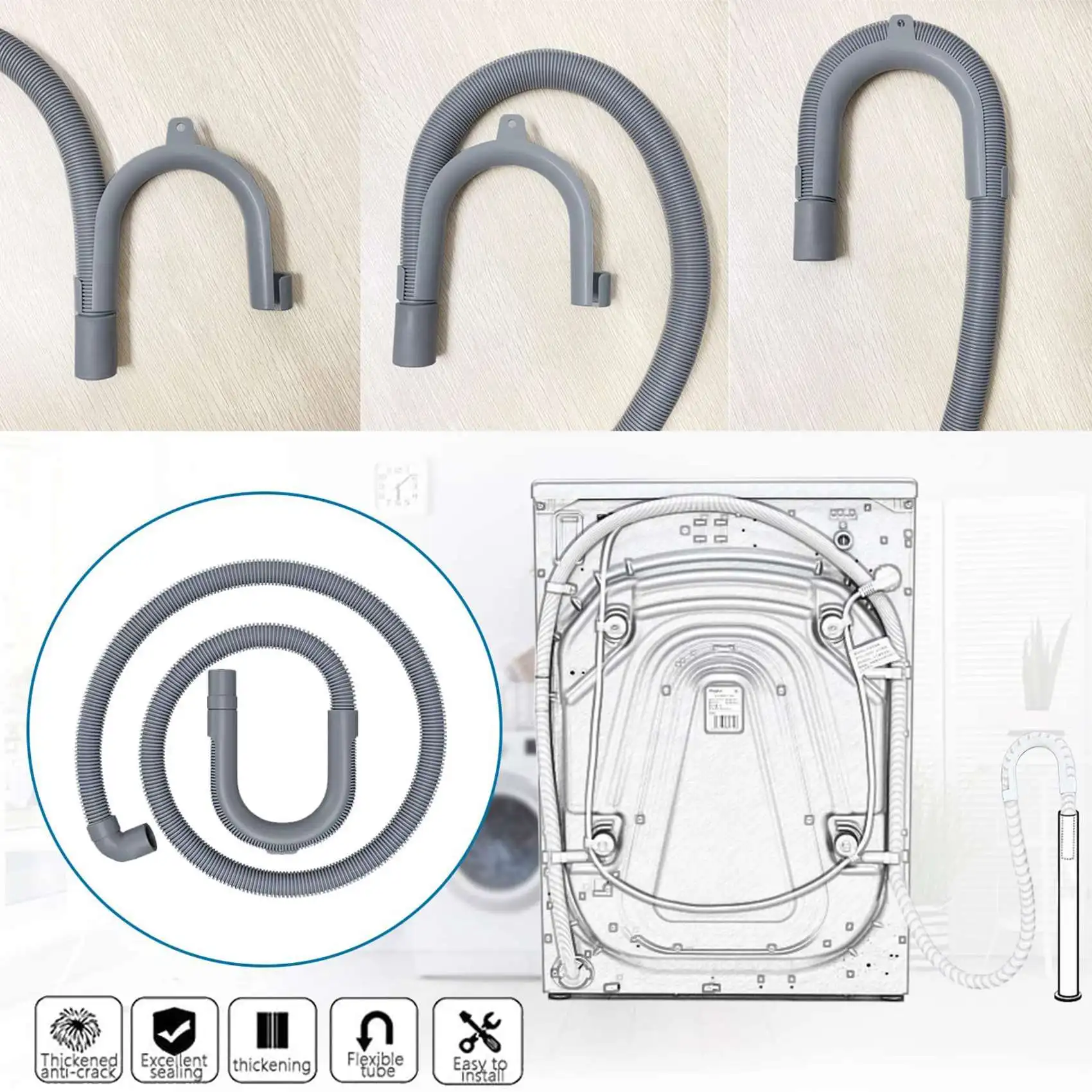 Washing Machine Hose Drain Hose Washing Machine 2.5M Drain Hose Extension for Washing Machines Dishwashers Dryers