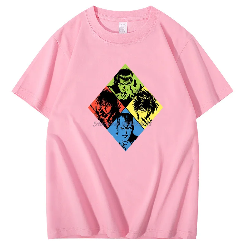 

Футболки с рисунком Manga Yu Yu Hakusho Harajuku Yusuke Kurama, хлопковые футболки, топы Youko Kurama, мужская футболка с короткими рукавами в стиле аниме