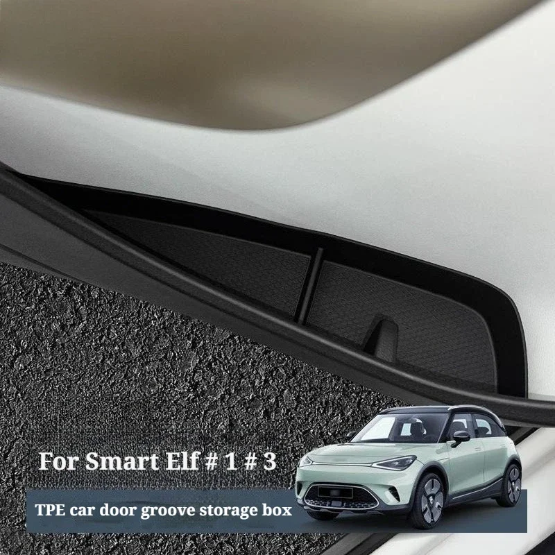 For Smart Elf # 1 # 3 Car Door Slot Storage Box Pad Tpe Waterproof Storage Pad Cup Holder Interior Accessories