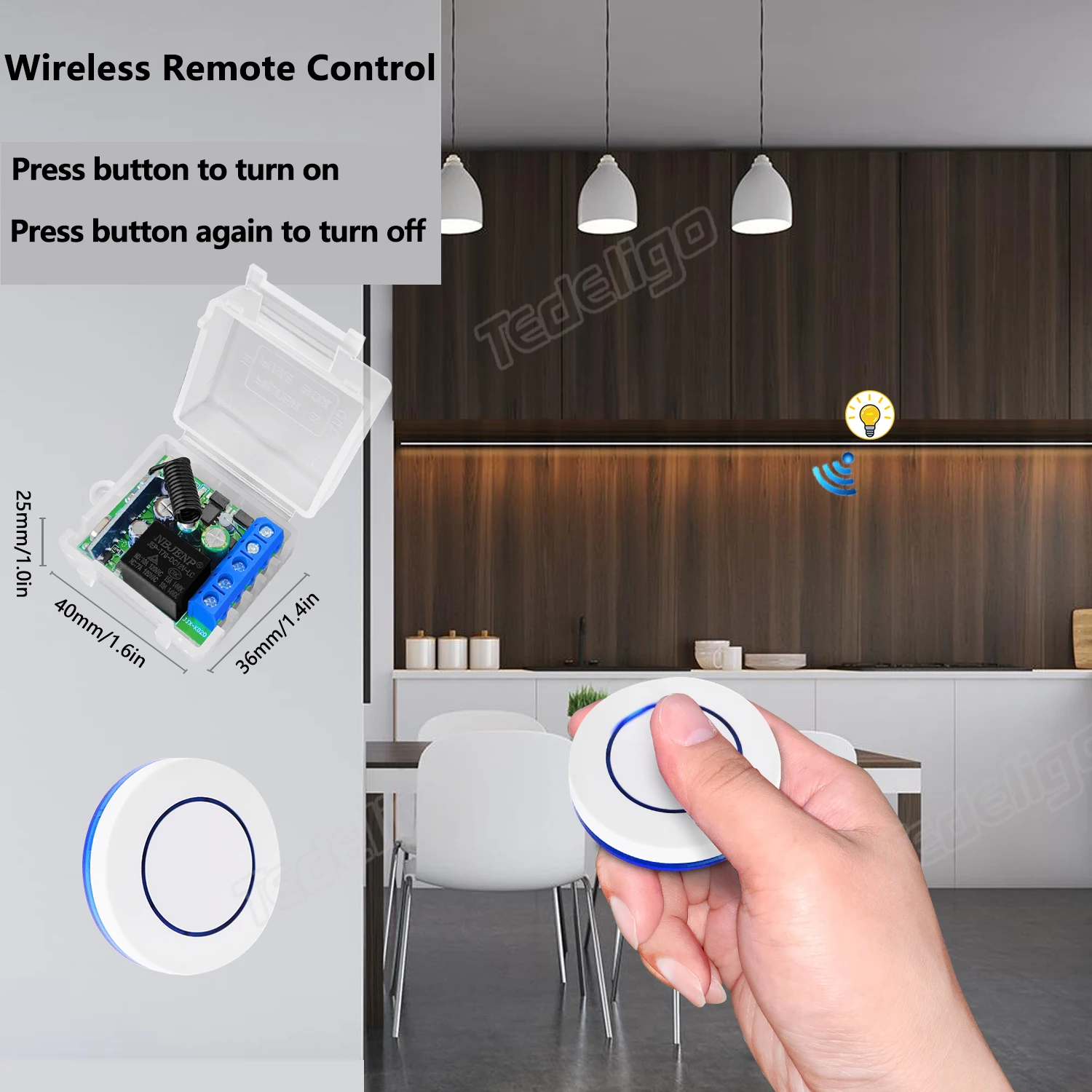 433MHz Wireless Remote Control Light Switch 220V 110V 10A Relay Controller Mini Button Wall Panel Switch For Lighting,Led,door