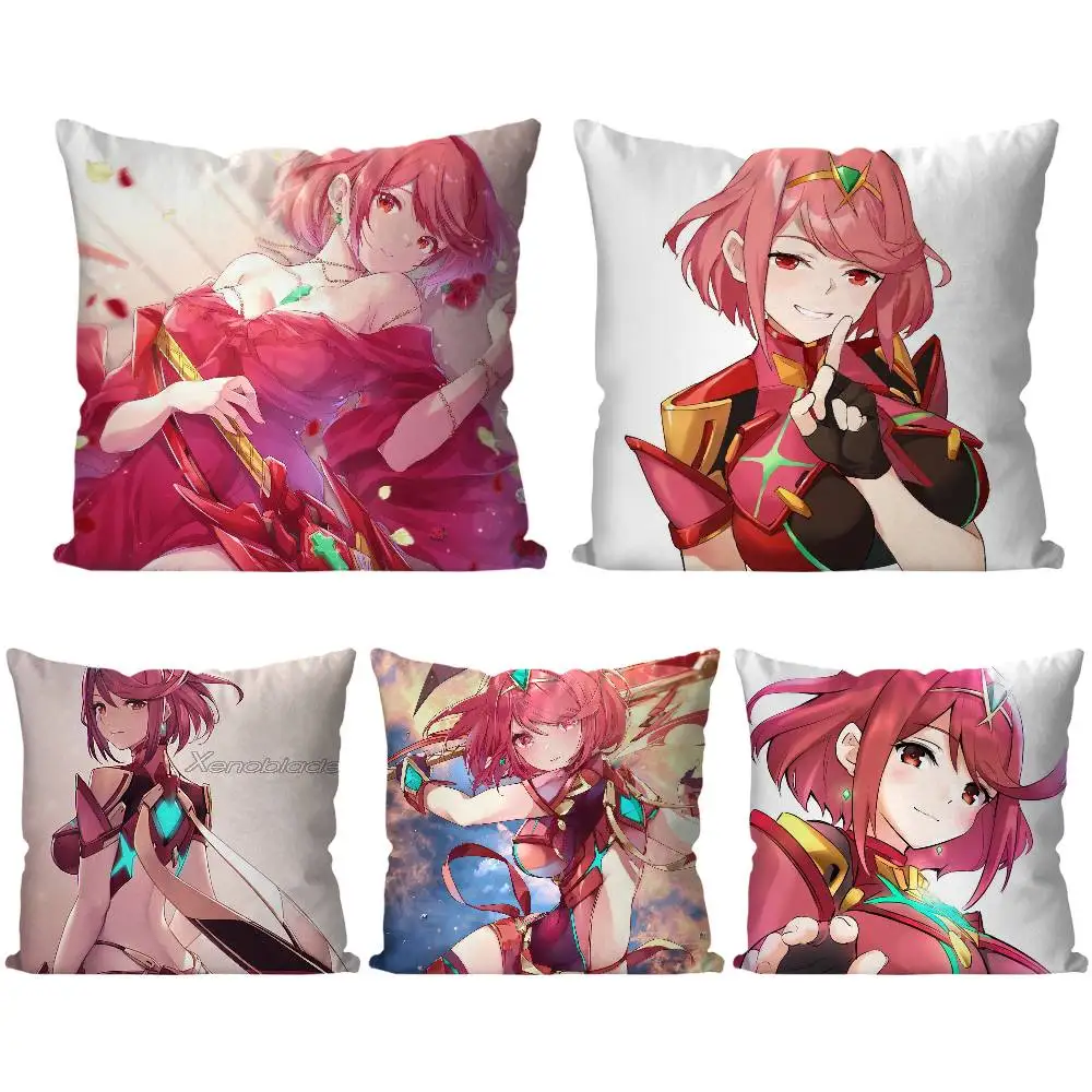Funda de almohada cuadrada con diseño de Pyra Animated Game X-Xenoblade Chronicles X, funda de almohada cuadrada a la moda para dormitorio, sofá, decoración de habitación, ocio