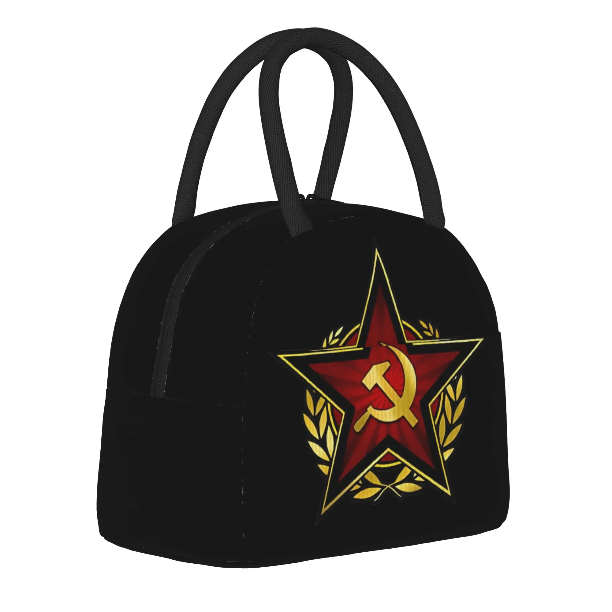Russian Red Star Insulated Lunch Bags Large CCCP Reusable Cooler Bag Tote Lunch Box College  Picnic Bento Pouch