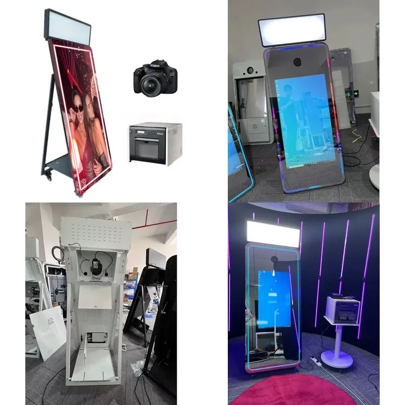 70 Inch Smart Mirror Photo Booth with Camera and Printer Flight Case for Wedding Mirror Booth