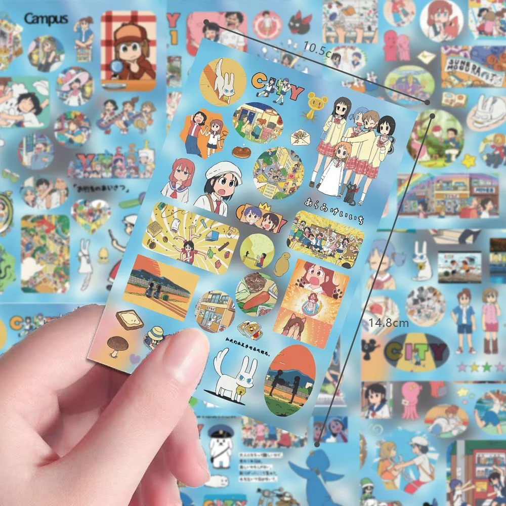 4/8Sheets Nichijou Anime Stickers Kawaii Girls Aioi Yuuko Sticker Laptop Notebook Luggage Wall My Ordinary Life Cartoon Decal