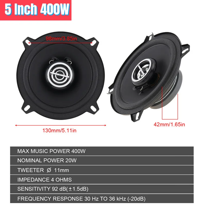 سماعات متحدة المحور للسيارات من قطعتين مقاس 4/5/6 بوصة 300 واط 400 واط ، استريو صوتي عالمي بمدى كامل ، تردد HiFi لمكبرات صوت السيارات