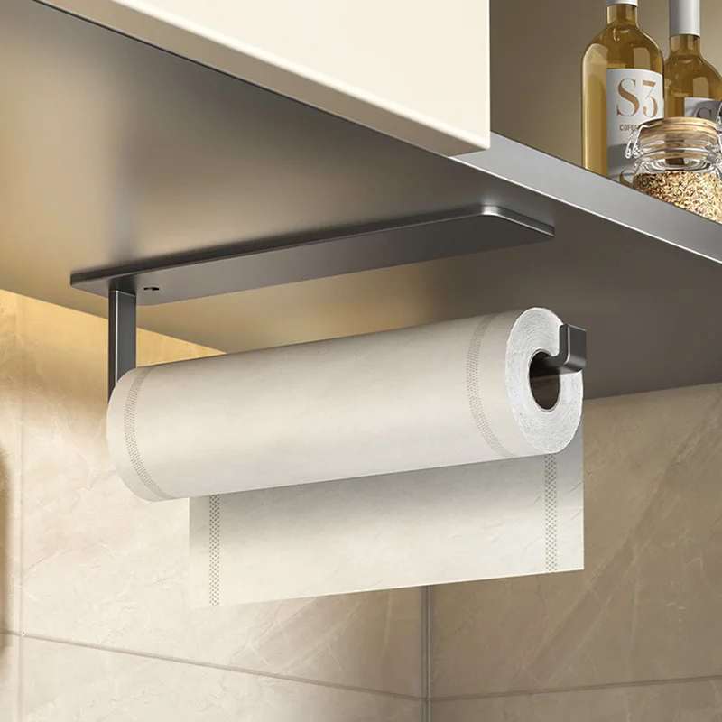 

Self Adhesive Kitchen Paper Holder No Drill Napkin Tissue Towel Toilet Roll Paper Holder Hanger Cabinets Bathroom Storage Rack