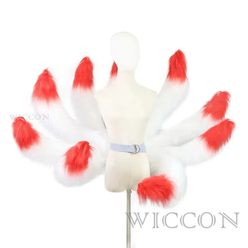 

Red White Handmade Nine Plush LOL Anime Lolita Cosplay Furry Fox Tail Halloween Carnival Costume Accessories Propsr,7;k'2.s;9,