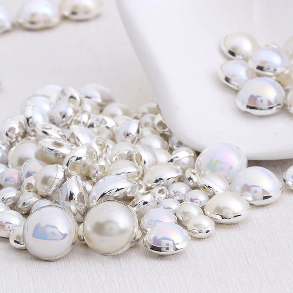 100pcs 6-12mm  ABS Pearl Round Beads Sewing Claw free wrapped pearl rim pearl glass diamond diy clothing accessories materials