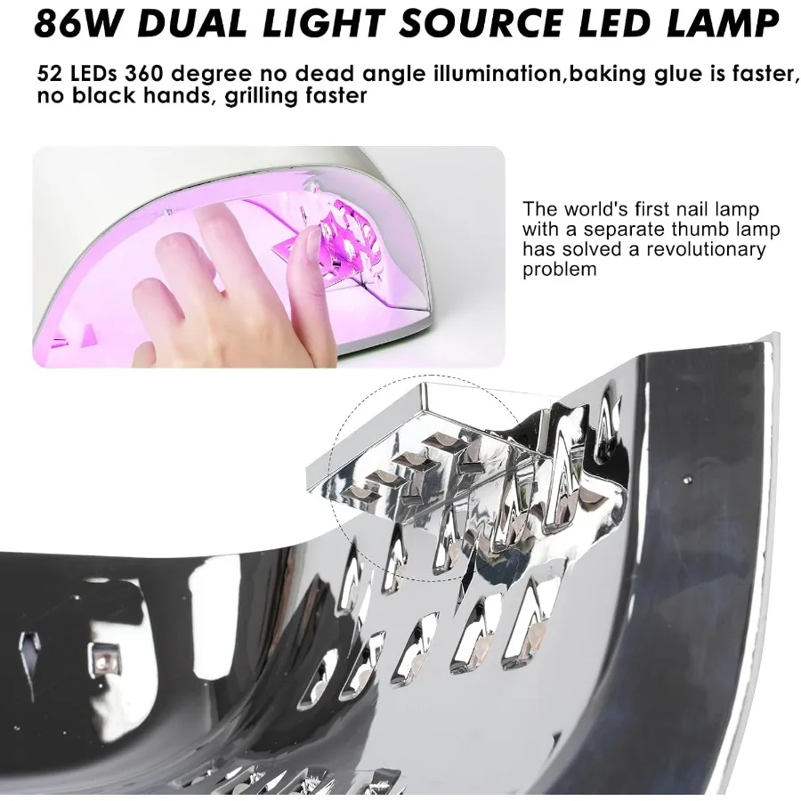 Professionele oplaadbare UV LED-nagellamp met 4 timerinstellingen en 18000 mAh lange batterijduur nageldroger JC22 wit