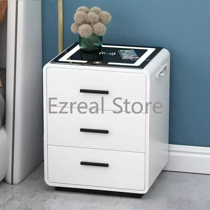 Smart Nightstands Bedside Tables Drawers Storage White Gamer Bedroom Bluetooth Speakers Mesitas De Noche Room Furniture LJ50BT