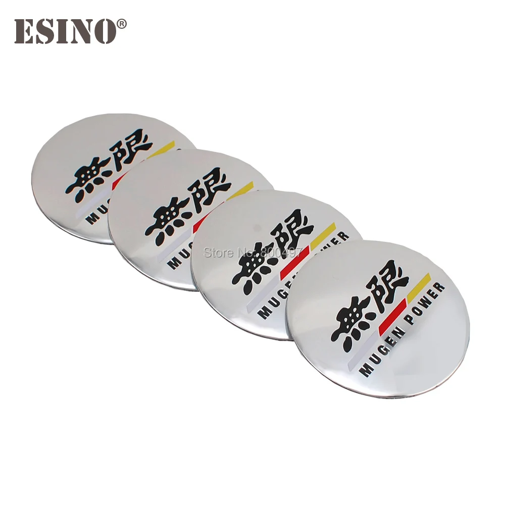 4 x Car Styling 3D Metal Aluminium Alloy Wheel Center Cap Stickers Wheel Hub Cap Decals Emblems Badges for Mugen Power