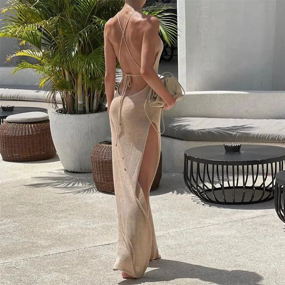 XS - L 12 Farben, hochgeschlitztes, gehäkeltes, gestricktes Tunika-Strandkleid, Strandkleid, Strandmode, Damen V5316 – Detail 31