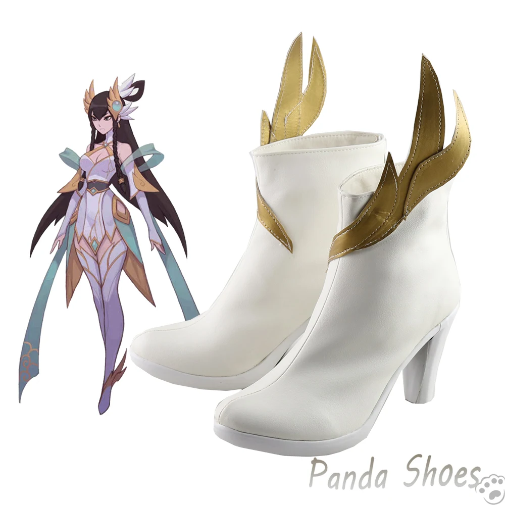 Lol irelia cosplay schuhe anime spiel liga der legenden cos weiße stiefel irelia cosplay kostüm prop schuhe für con halloween party