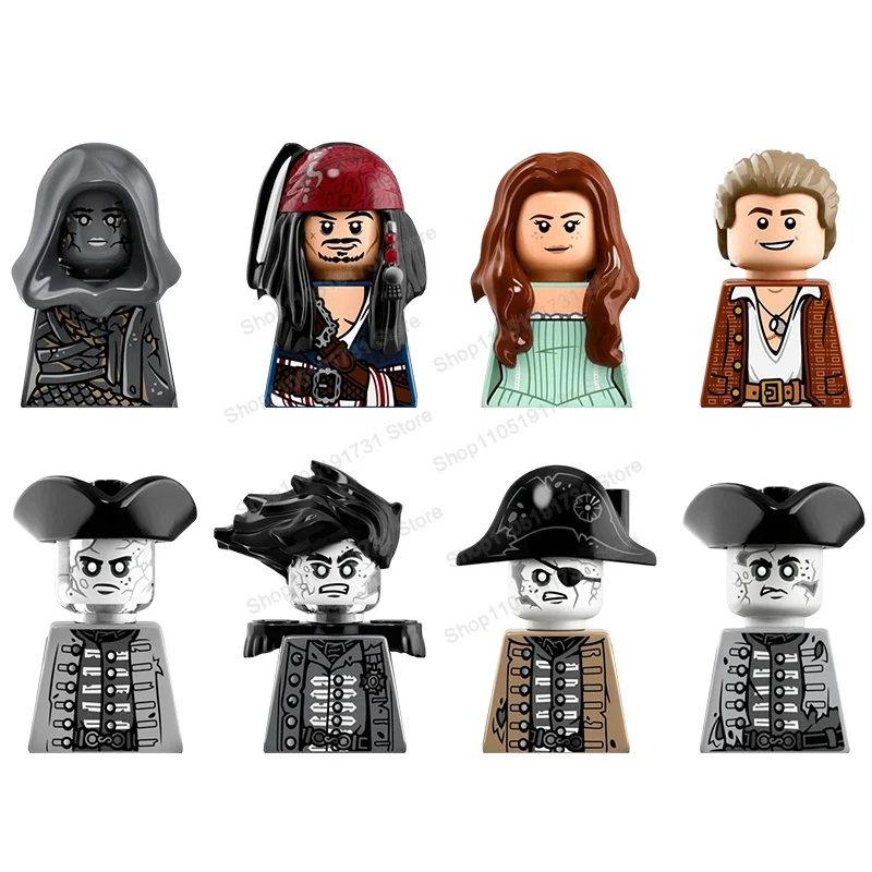 Figurines de films classiques Pirates des Caraïbes Jack Sparrow, accessoires de tête, blocs de construction, jouets pour enfants