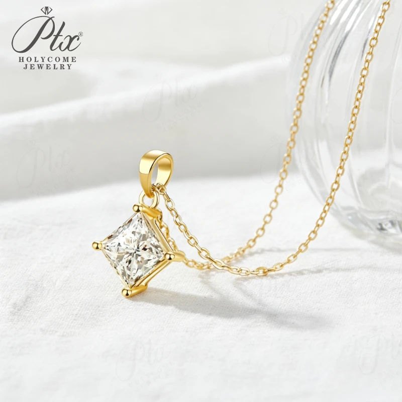 

1-3CT Pendant Necklaces Princess Cut Lab Grown Moissanite D Color VVS1 Clarity 925 Sterling Silver Birthday Wedding Gifts Charms