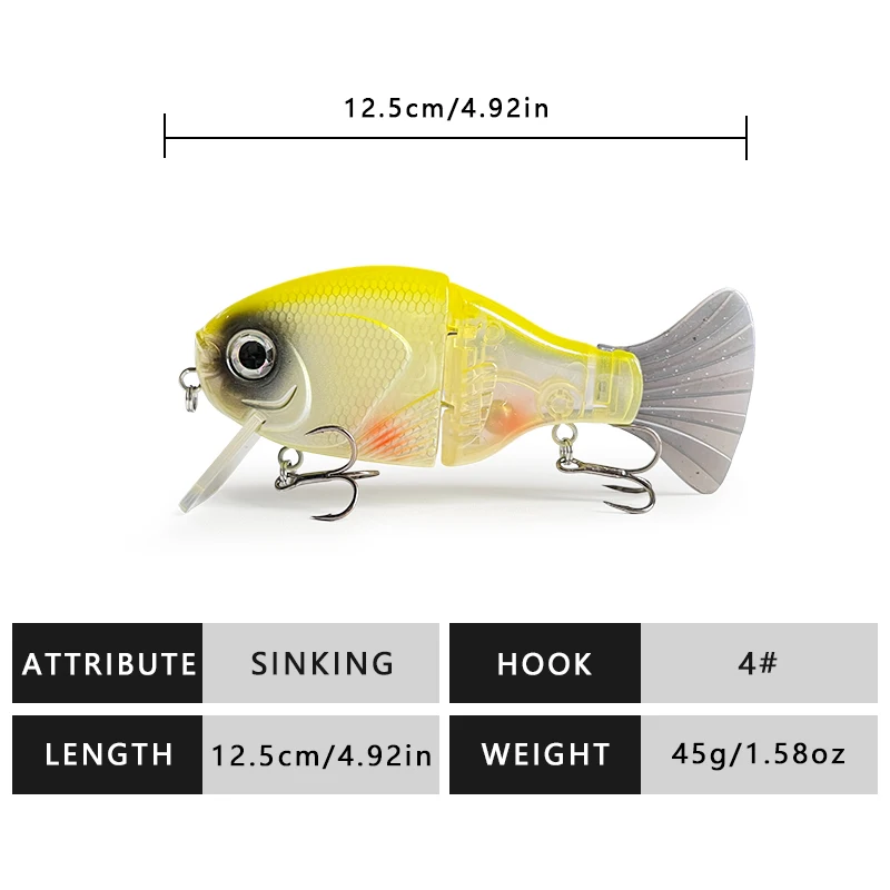 125 mm/45 g Winterköder, Kurbelköder, Wobbler, sinkender Angelköder, zwei Liple-Reifen, Level-Vib-Köder für Barsch, Hecht, harter Köder, Pesca Isca – Detail 6