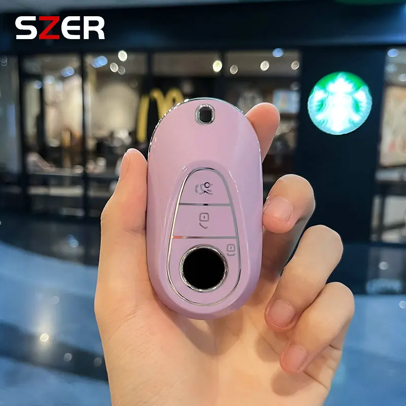TPU Car Remote Key Case Cover Shell Fob For Mercedes Benz C E Class W223 W206 C260 C300 S450 S500 S400 Protector Holder Keyless