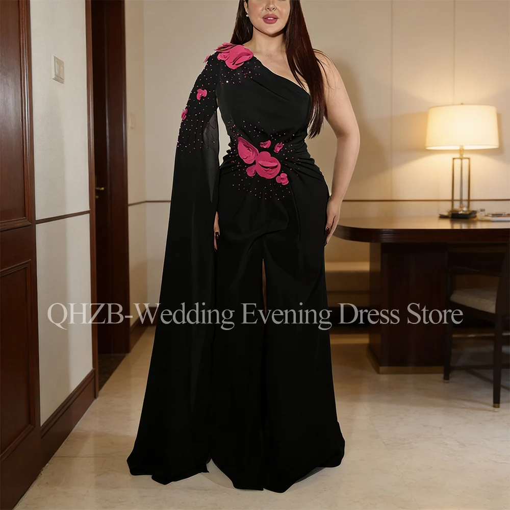 

Customized Elegant Long Beads Evening Dresses for Special Occasions One-Shoulder Floor-Length Mermaid Women Prom Party Gowns