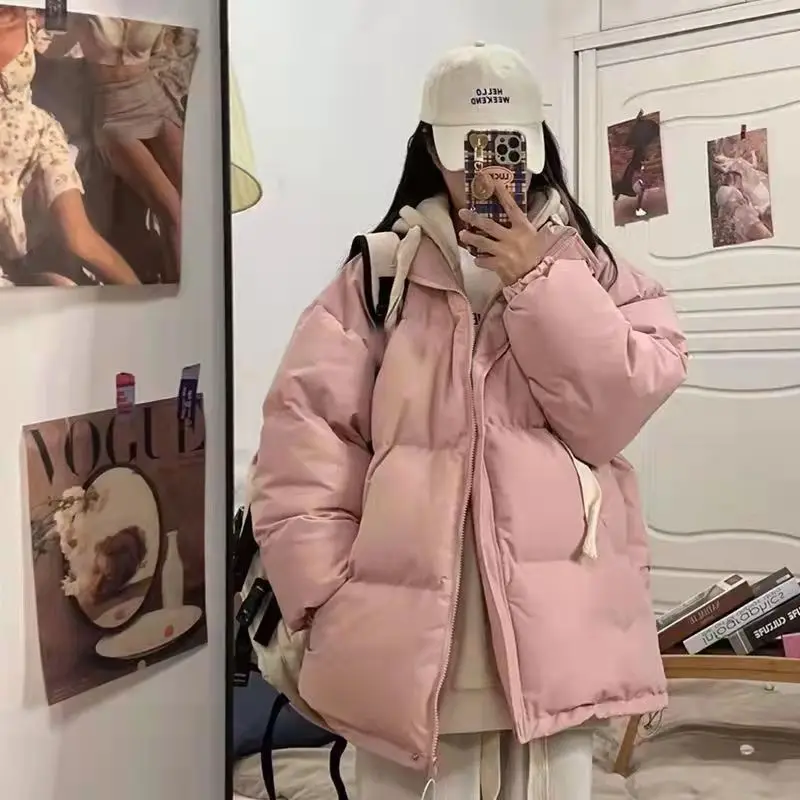 New Winter Thick Warm Fake Two Pieces Down Cotton Jacket Woman Parkas Overcoat Autumn Female Korean Loose Puffer Outerwear Black