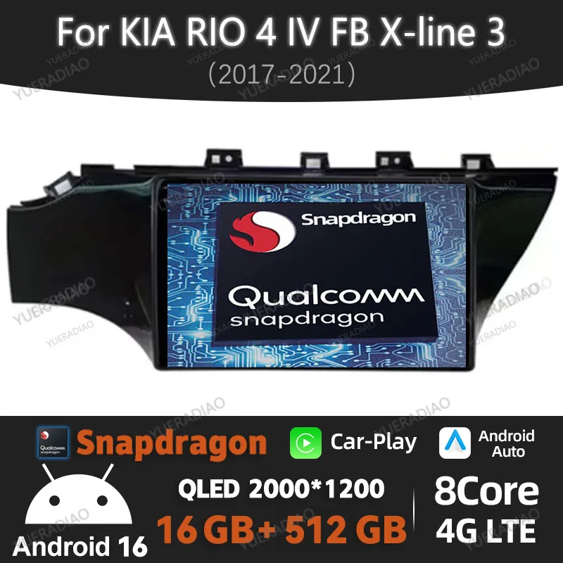 Android 16 Inalámbrico Carplay Auto para Kia RIO 4 2017 2018 2019 Radio de Coche GPS NAVI 4G WIFI Reproductor Multimedia Estéreo de Video QLED DSP
