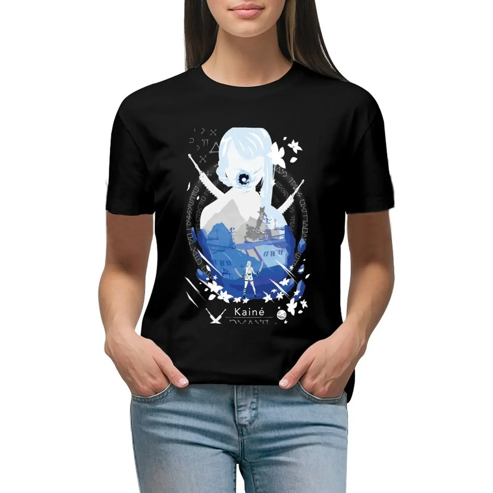 

Kainé negative space T-Shirt animal prinfor hippie clothes korean fashion t-shirt dress for Women graphic