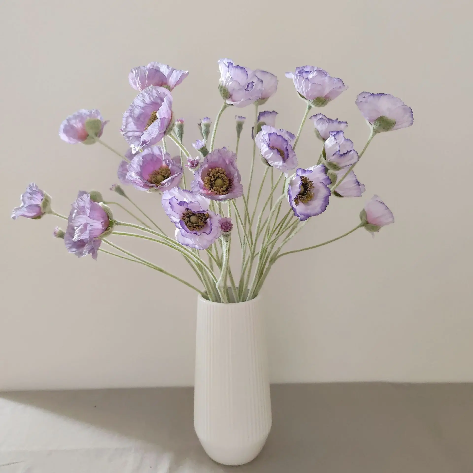 5 Stück künstliche beflockte Mohnblumen für Heimdekoration, Seidenmohn, Brautstrauß, Hochzeitsdekoration, Party, künstliche Blumenarrangements – Detail 31